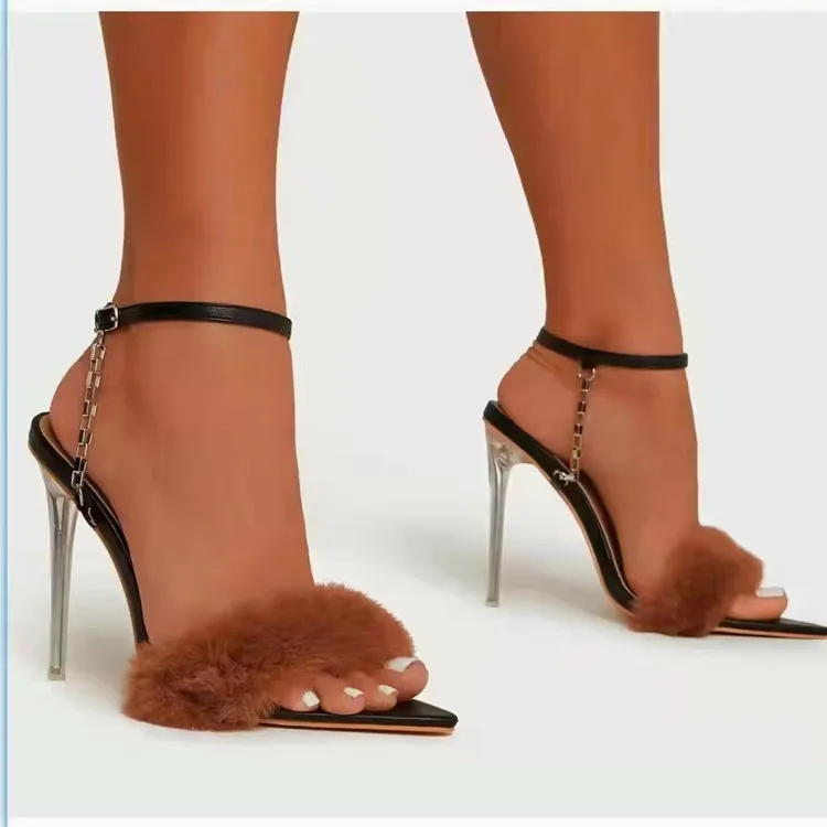 

2022 New Arrival Fur Fashion Women High Heel Shoes Sandals Sexy Women High Heel Shoes, Picture