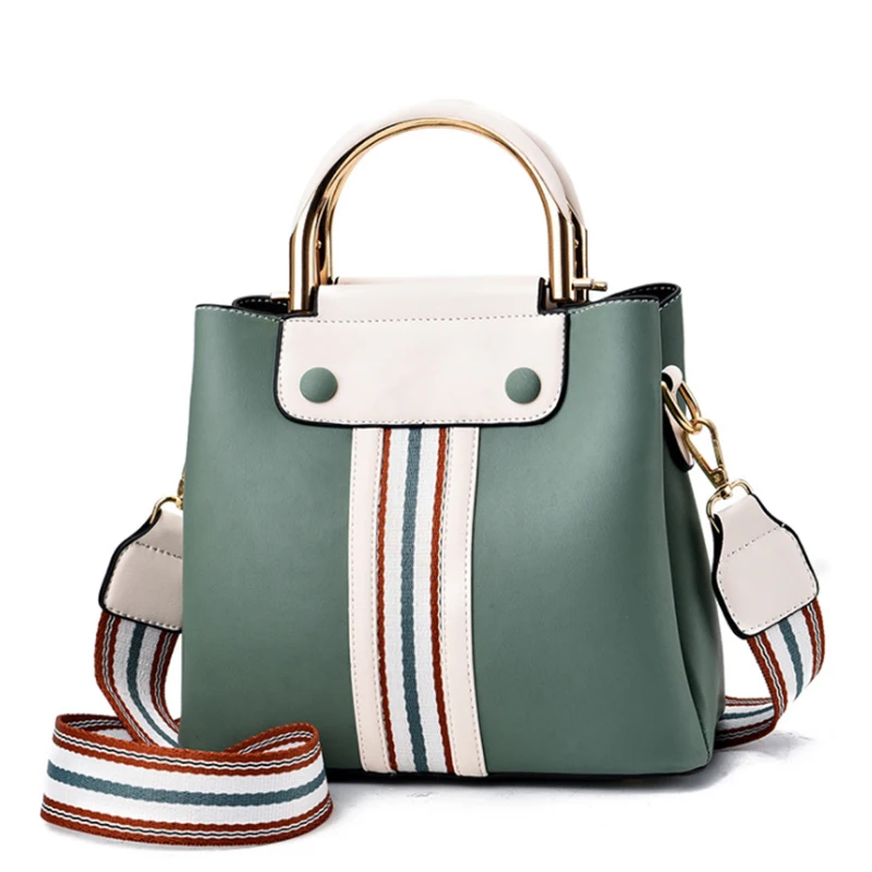 

2021 New Women Zipper Hasp Pu Shoulder Bags Wholesale Braided Strap Green Pu Leather Messenger Bag