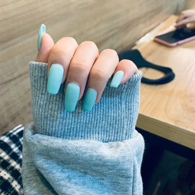 

EU US press on nails cover Matte short Ballerina solid color coffin nail press on