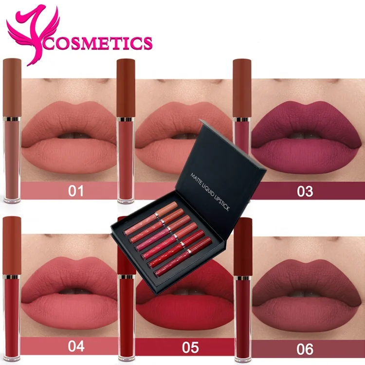 

low MOQ black luxury custom 6 lipstick set matte liquid lipstick private label
