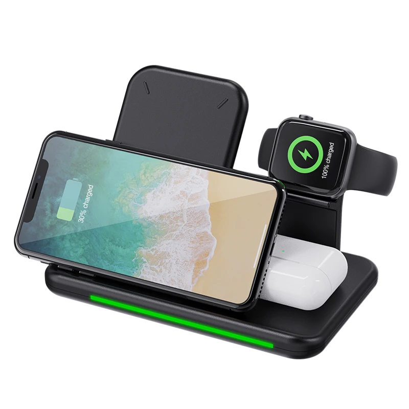 

15W Wireless Fast Charging Stand 4 In 1 Wireless Headphone Charger Station Dock Wireless Charger With Usb Port