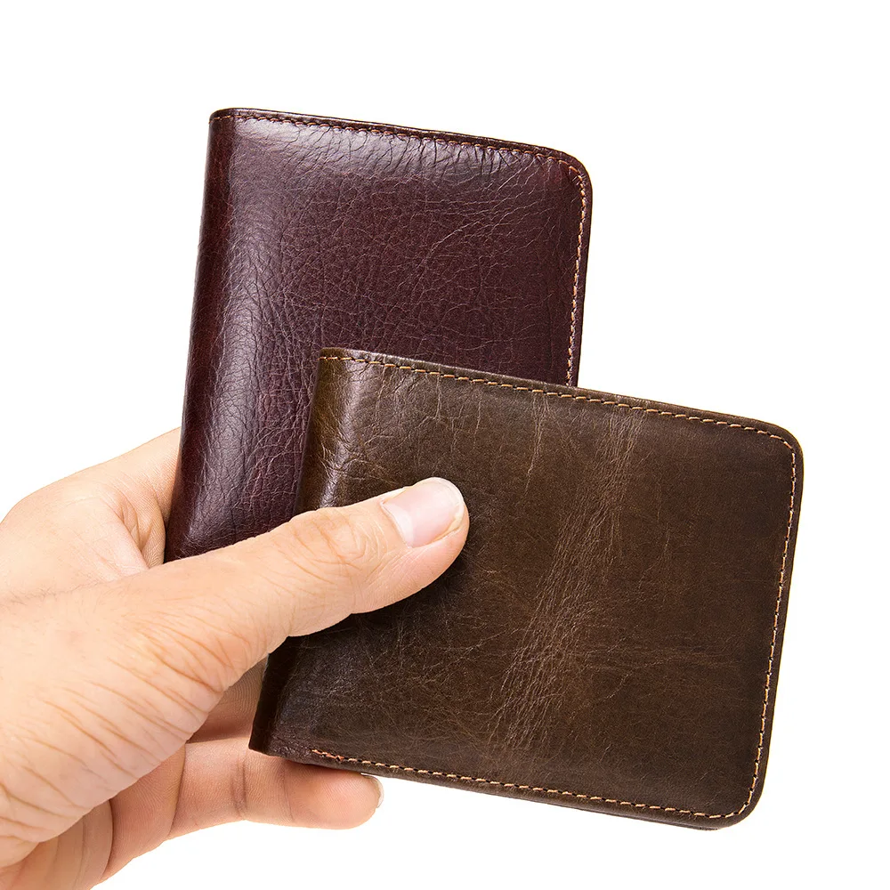 

M1101 Men's leather wallet short wallet rfid card holder multi-card first layer leather wallet