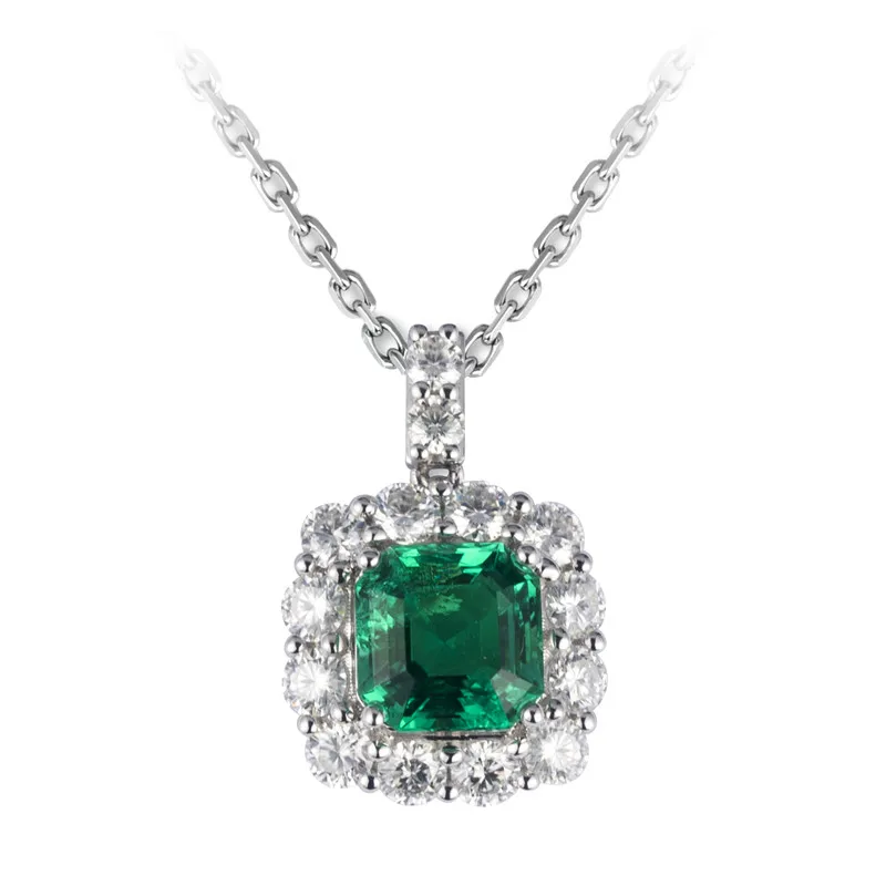 

Messi jewelry Necklace for Women Square Pendant Trend custom Emerald made gift white gold romantic Party Wedding Necklace