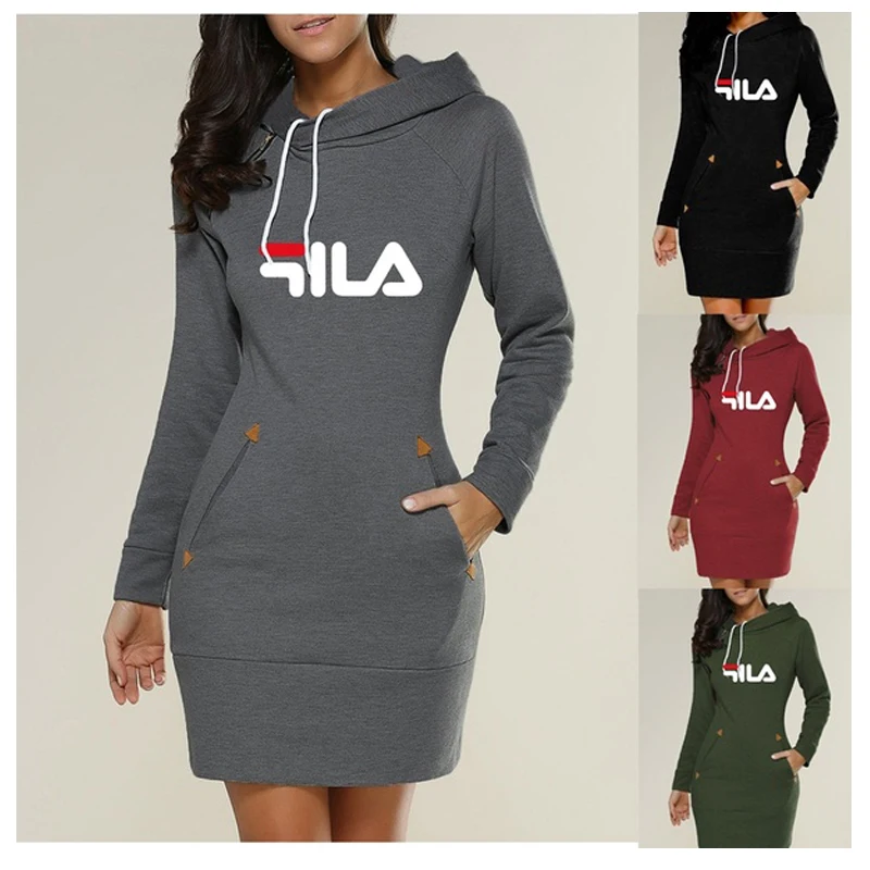 

Customized wholesale women's fashion long sleeve casual hooded pullover sexy sweater dress