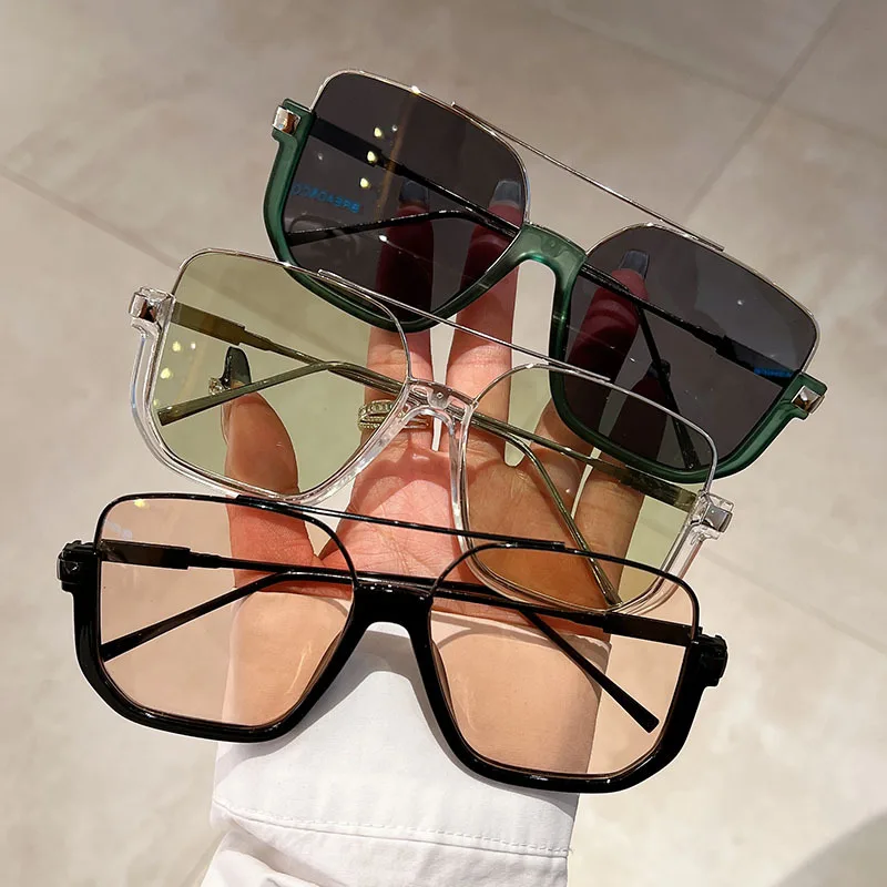 

2023 New Korean Edition Fashionable Temperament Half Frame Sunglasses Street Shot with Plain Face and Young Sunglasses 1374