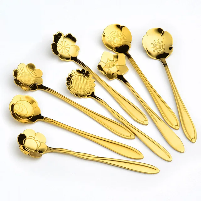 

Flower Stainless Steel Spoon Creative Coffee Tea Spoon Ice Cream Candy Teaspoon Cafe Sakura Accessories Kids Dessert Spoon, Customized