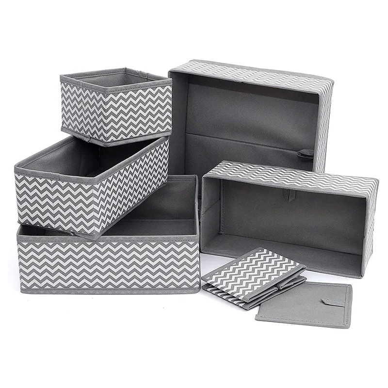 

Set of 6pcs Foldable non woven fabric Organizer Box wardrobe storage organizers for Underwear Socks Ties Bras Scarves