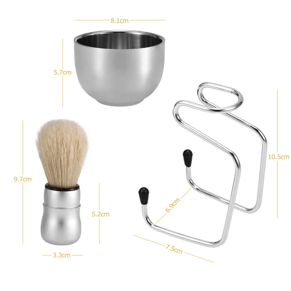 

Cheap And Good Bristle Brush Set Fashionable Design Brush Kit Set Stainless Steel Shaving Bowl, Silver