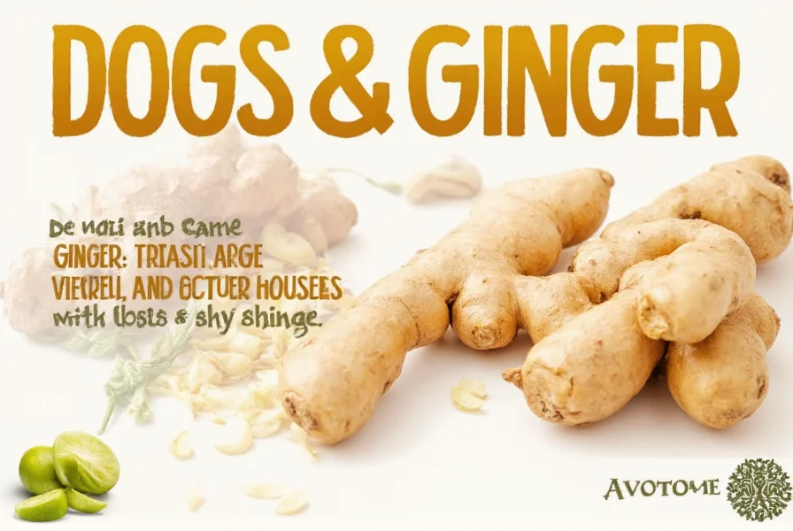 Fresh ginger root sliced next to a measuring spoon showing proper dosage for dogs