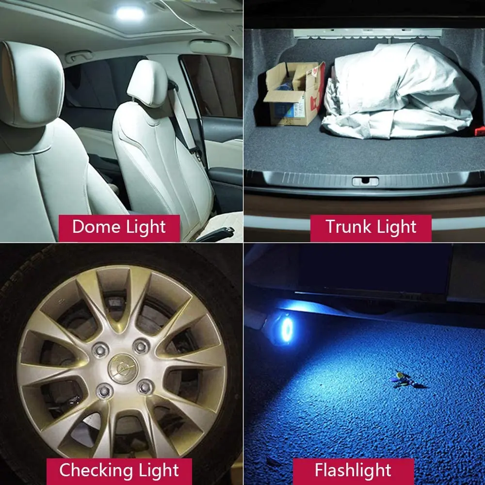 White Ice Blue Teguangmei Car Interior Roof Light,USB Rechargeable Press Type Car LED Dome Ceiling Lamp Truck Cargo Area Light Wall Light with Magnet for Vehicle RV Camping Bedroom Cabinet 