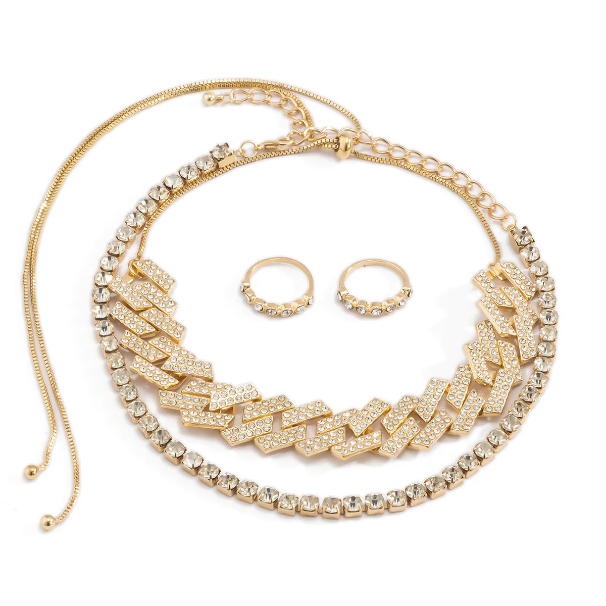 

Cross border hot selling hip hop Necklace Jewelry Cuba Miami Bling Bling Diamond Necklace