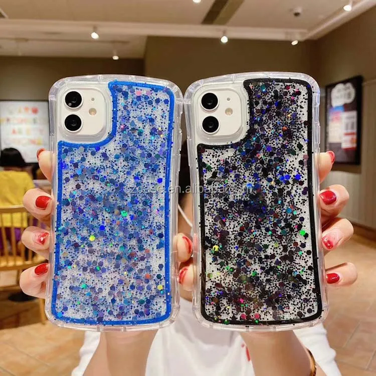 

Customized Design Airbag Glitter Color Transparent Hard Acrylic Dripping Glue Mobile Phone Cover Case For Huawei P Smart 2020