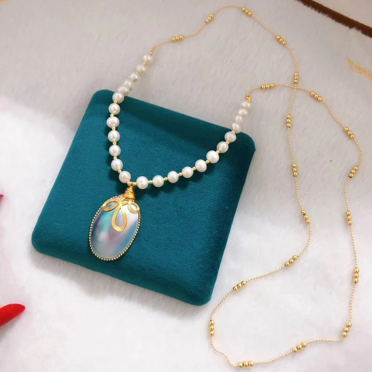 

Popular new producing fresh water necklace 14K Gold injection accessories Baroque Pearl, Silver, gold