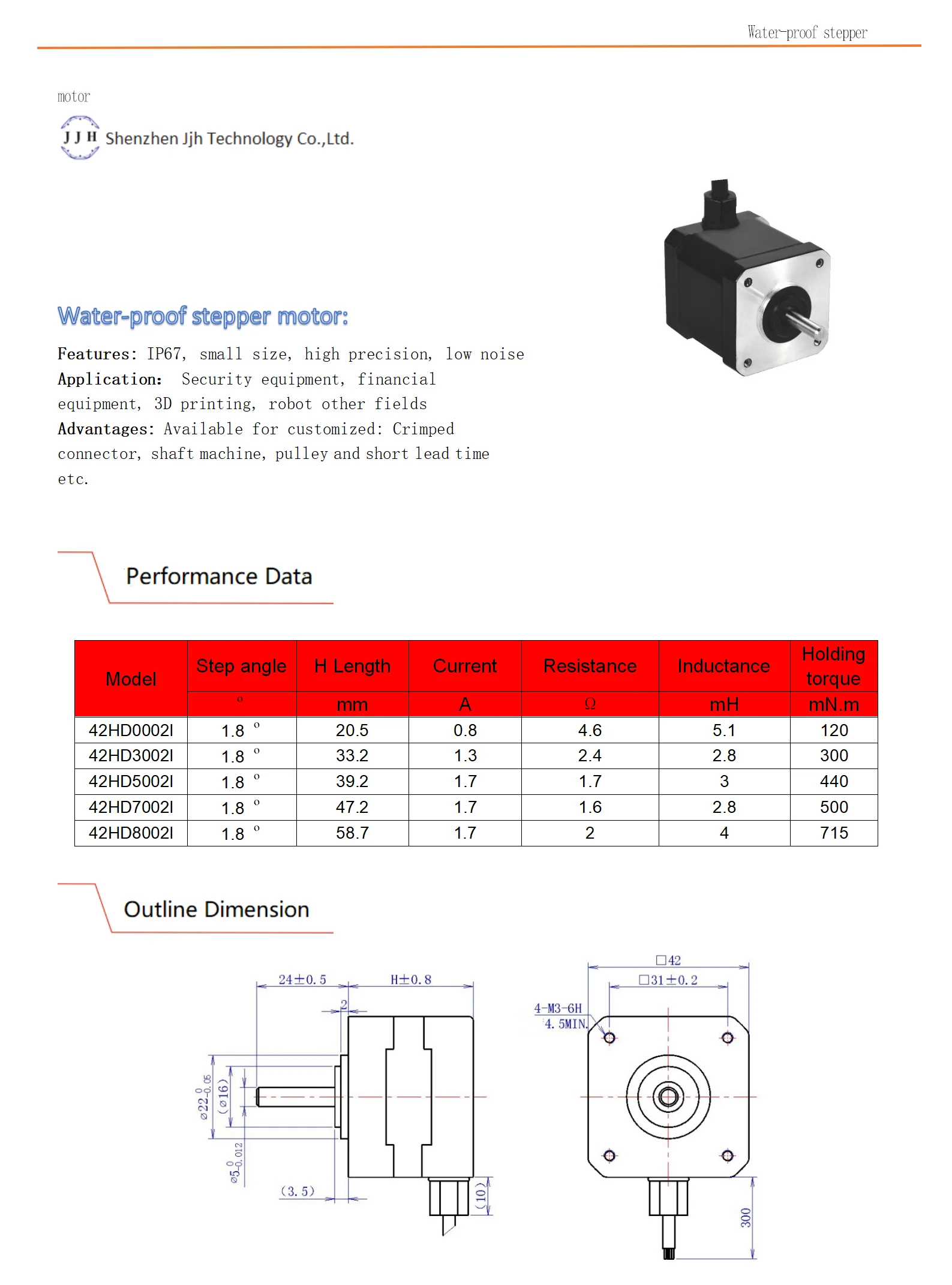1.8 degree step angle waterproof stepper motor holding torque 120 300 ...