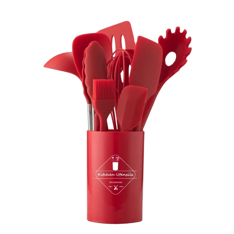 

free sample 11 pieces Non-Stick red Stainless Steel tools set cooking tool sets kitchen utensils