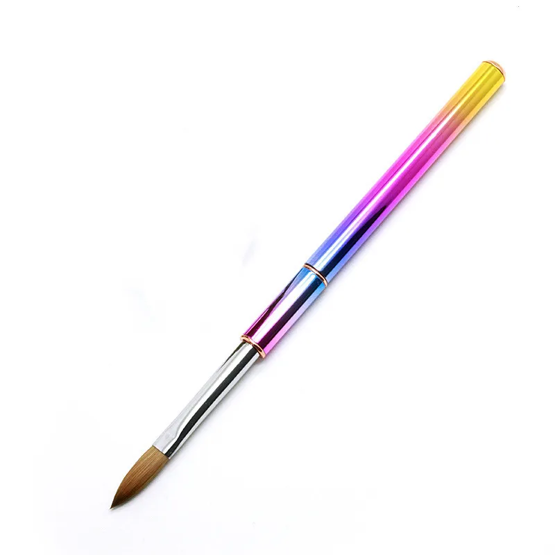 

Professional Custom Logo Nail Art Tools Aurora Metal Handle Acrylic Nail Brush 100% Pure Kolinsky Hair Acrylic Nail Art Brush