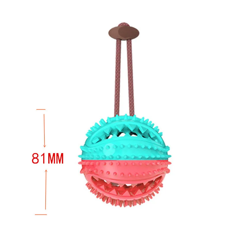 

Toothbrush Suction Cup Tooth Cleaner Rubber Puppy Doggy Pet Dog Chew Toy Ball, Blue/red