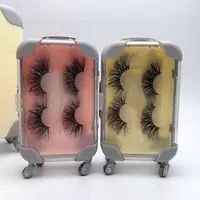 

25mm 3d fluffy mink eyelash vendor private label small luggage box custom logo packaging mini suitcase eyelash case