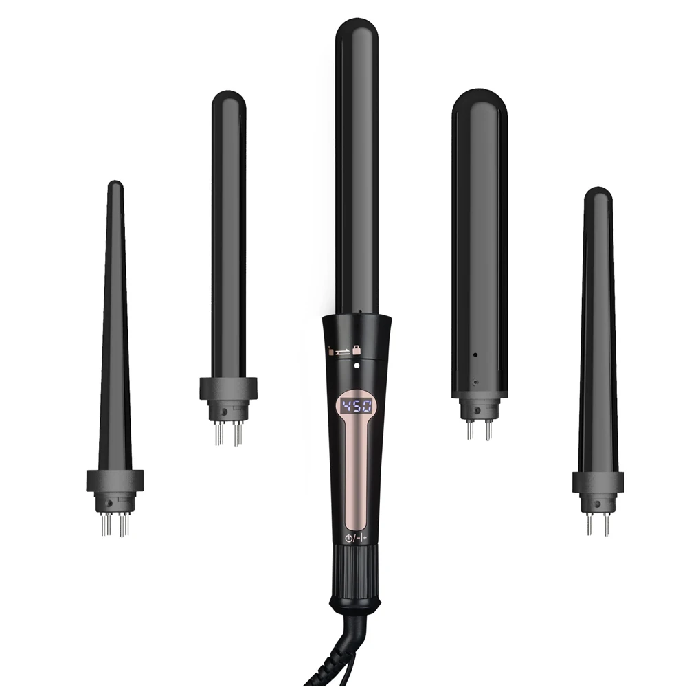 

One Step Private Label Electric Wave Curling Iron Ceramic Interchangeable Hair Curler 5 in 1 Wand Curling Set