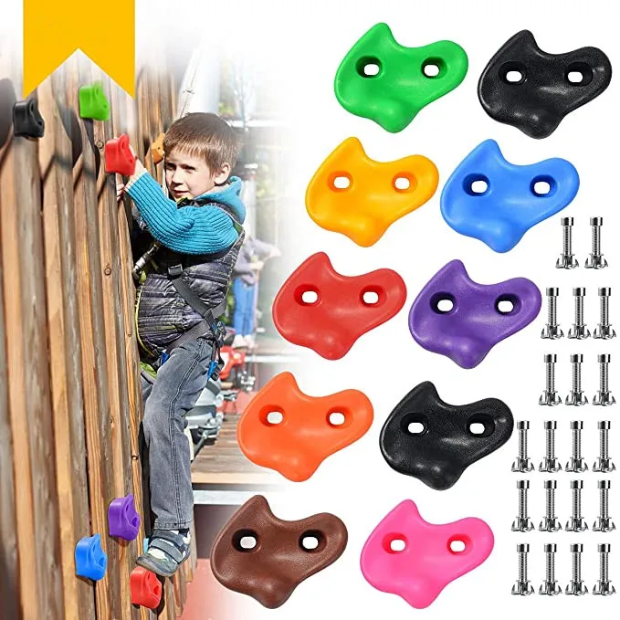 

Mixed Color Plastic Children Kids Rock Climbing Wood Wall Stones Hand Feet Holds Grip Kits