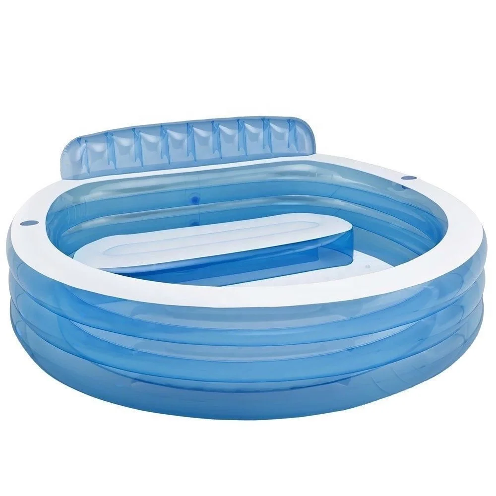 

Intex Swim Center Inflatable Family Lounge Pool Backrest Summer Garden Swimming Paddling Pool, Blue pool