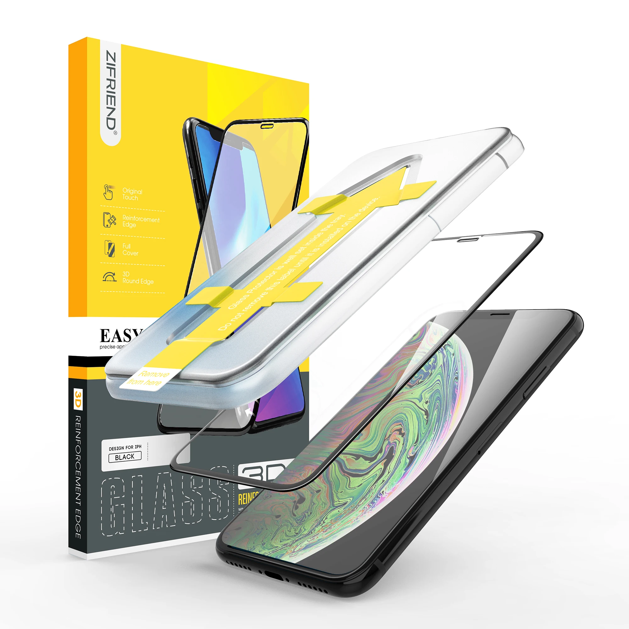 phone accessories mobile 3d tempered glass screen protector wholesale price sheet for iphone 11 Pro x xs with easy install tool