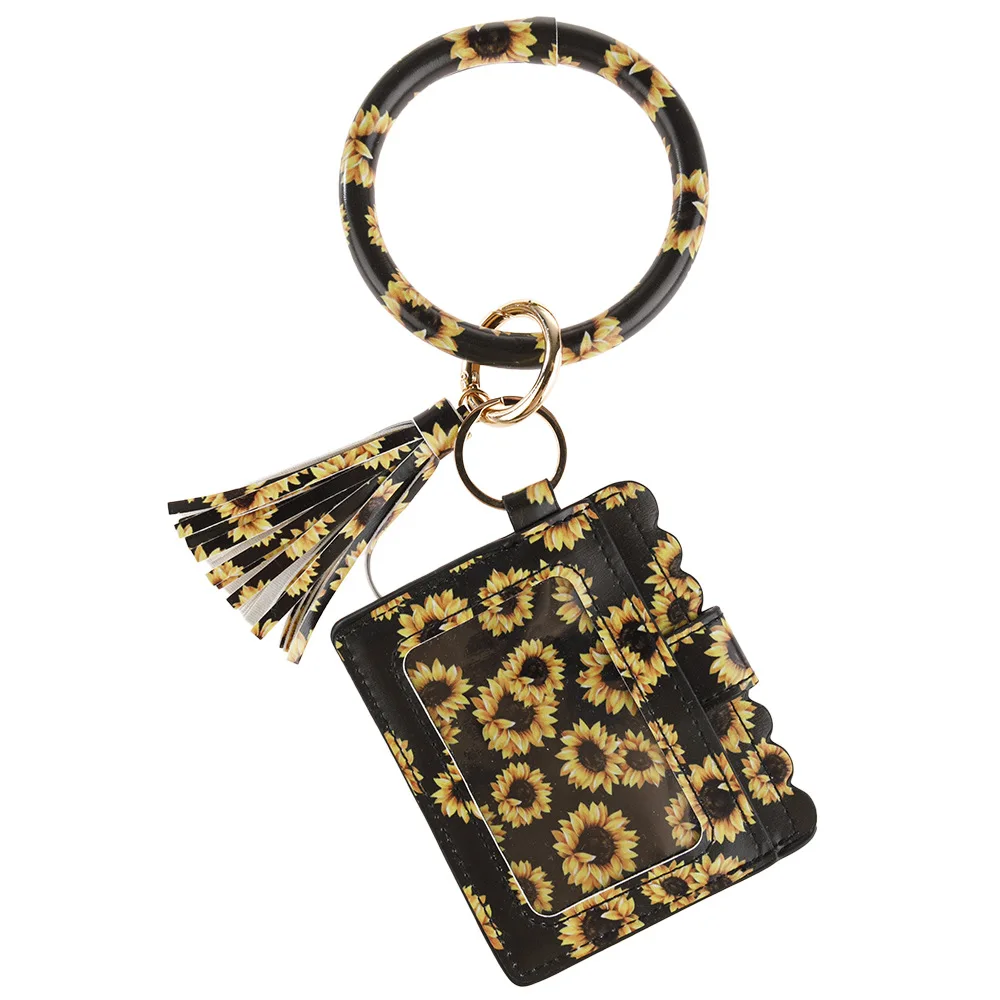 

Q107067 leaf stripe leopard print PU leather Wallets Bag credit id cards clip holders bangle wristlet keychain handbag wallet, Picture