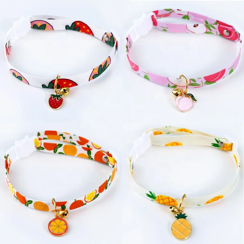 

New Design Amazon Hot Fruit Style Cotton Safety Duckle Adjustable Size Dog Leash And Collar Custom Pet Cat Accessories Supplies