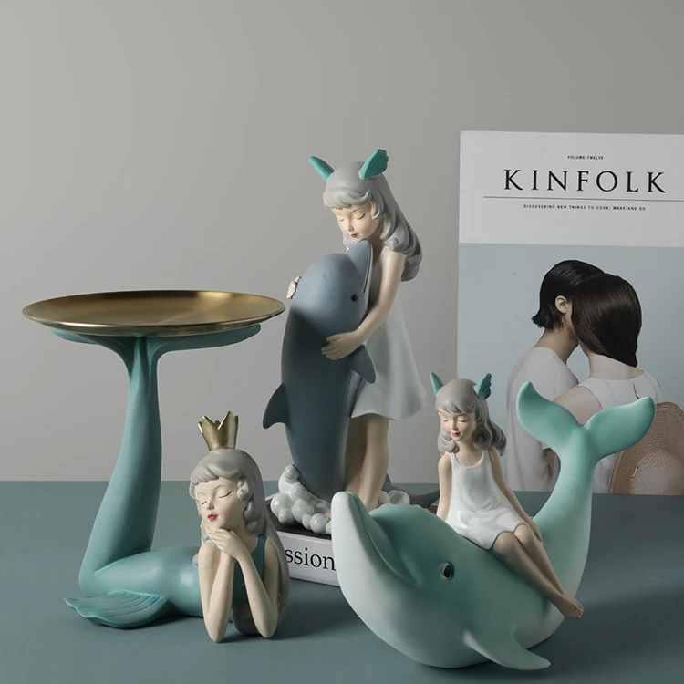

New creative mermaid ornaments sitting room tea table receiving tray lovely girl birthday gift home decoration