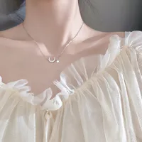 

925 silver Korean sweet and temperament star and moon shaped pendant necklace women