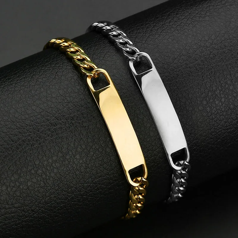 

Weihao Stainless Steel Bracelet Korean Version Exquisite Curved Brand Bracelet Trend Can Lettering Cuban Chain Bracelet, Cunstomized