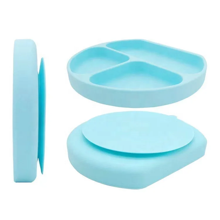 

Baby Silicone Feeding Plate Set Baby Spoon Children's Dishes Bowl kids Tableware BPA Free Suction beneth
