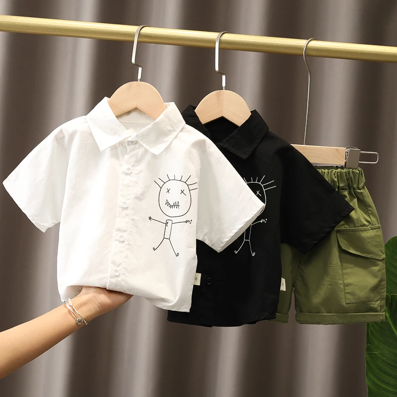 

Wholesale Factory Cheap Kids Summer Cotton Short Sleeve Suit Outlet Baby Boy Clothes Set Girls' Clothing Sets Children Clothes
