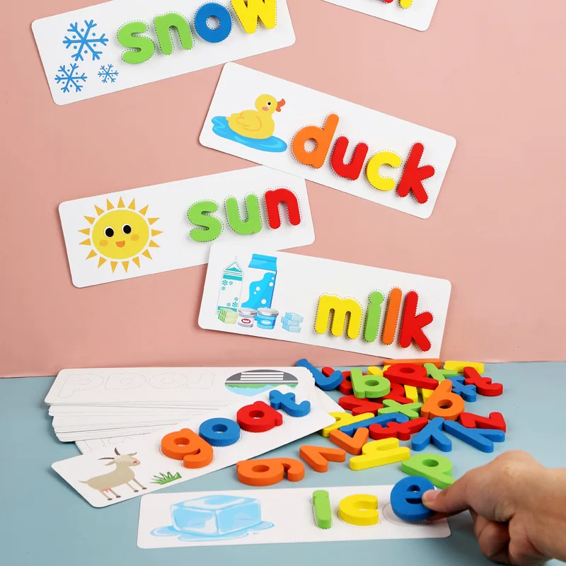 

Children's Cartoon Wooden 3D Word Spelling Puzzle Toy Early Education English Alphabet Puzzle Set