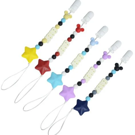 

YT factory Silicone Chewable Beads Baby Teething Pacifier Dummy Chain Clips, Any paton colour code is avilable