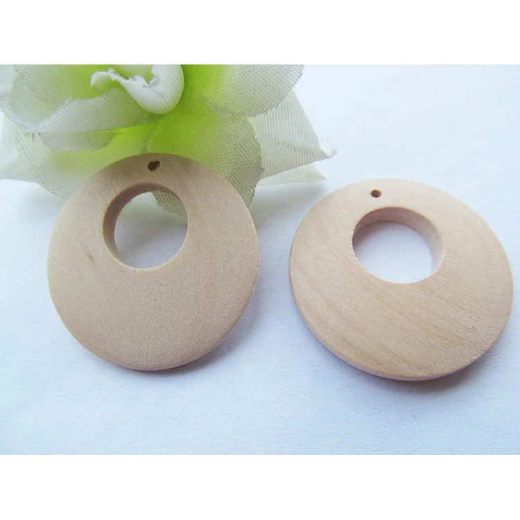 

Newest Custom 25mm Unfinished Round Circle Ring Big Hole Natural Wood Earring Pendant Charm Finding