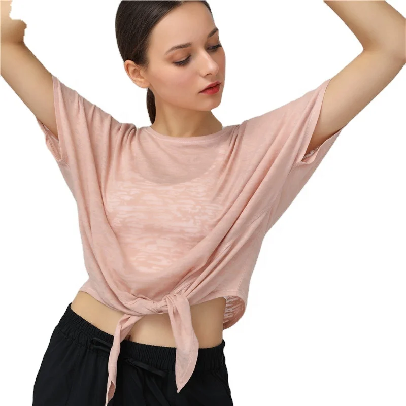 

Athletic apparel women transparent T shirt sport wear