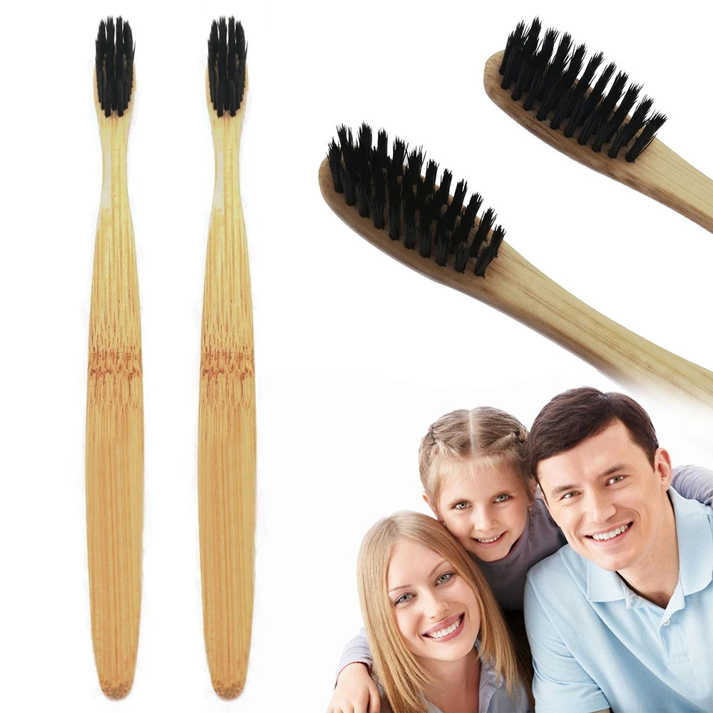 

Eco Friendly Custom Logo Wooden Soft Charcoal Toothbrush For Kids And Adults BPA Free