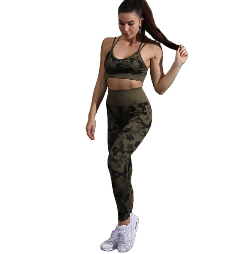 

Over Size Camouflage 3xl Bra & Legging Fitness Knitted Yoga Sets High Quality