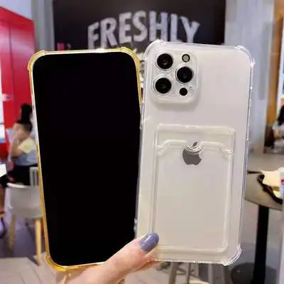

2021 new arrival transparent shockproof cellphone wallet case for iphone 8 7 12 11 promax,for iphone 13Promax silicon case pink