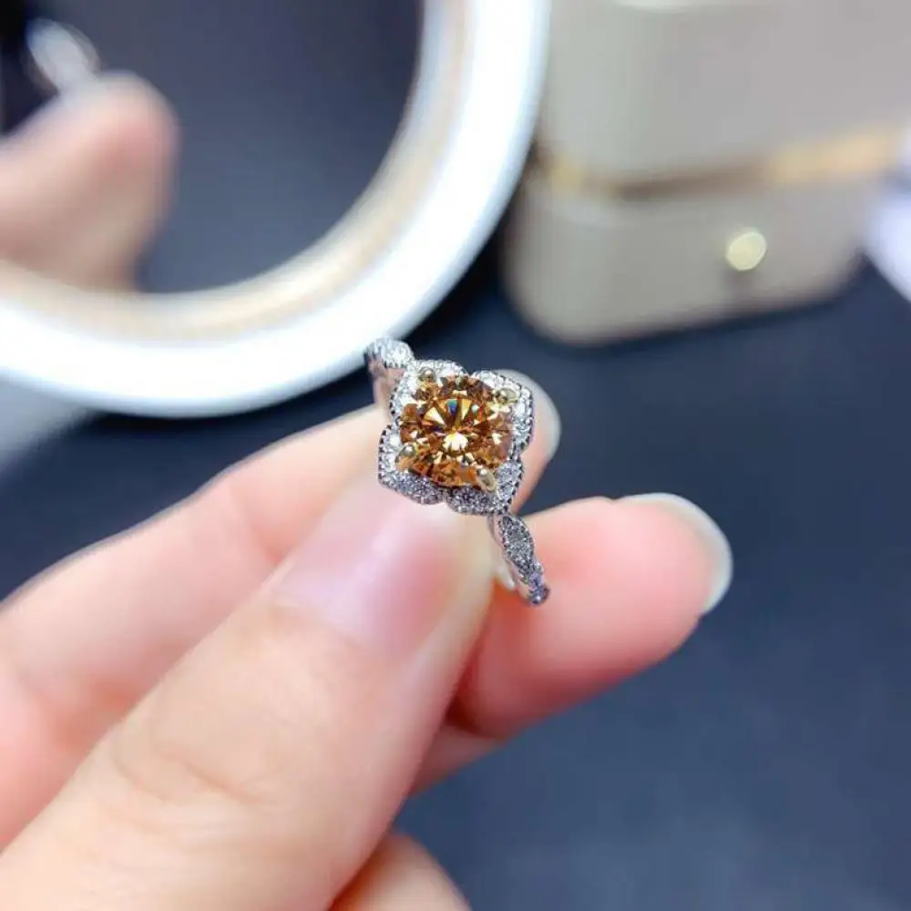 

GOLD&SILVER Island 2 Carat S295 Ring for Women Diamond Morgan Stone Lace Zircon Ring 18K Gold Filled Jewelry for Woman