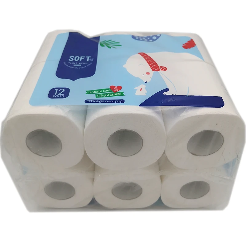 

Wholesale eco friendly 100% virgin wood pulp 3-ply bathroom toilet paper tissue, White or customized