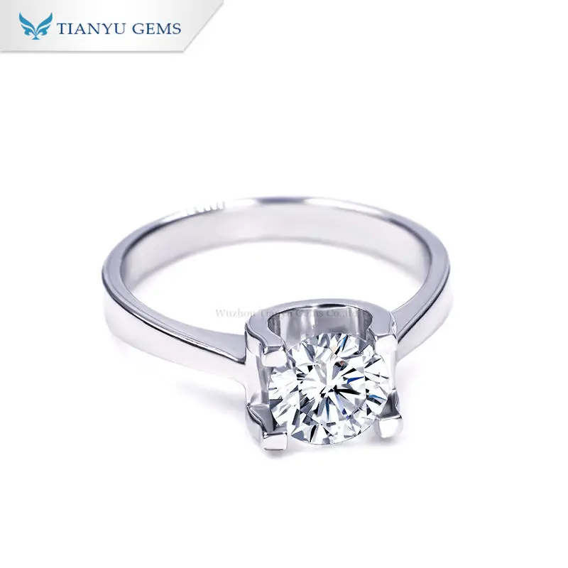 

Stock Hotsale 925 Sterling Sliver plated thick gold jewelry moissanite 0.5ct 1ct classical moissanite ring