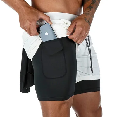 

Men trousers gym running sports sweat pants 2 in 1 shorts for summer, Black, brown, grey, green