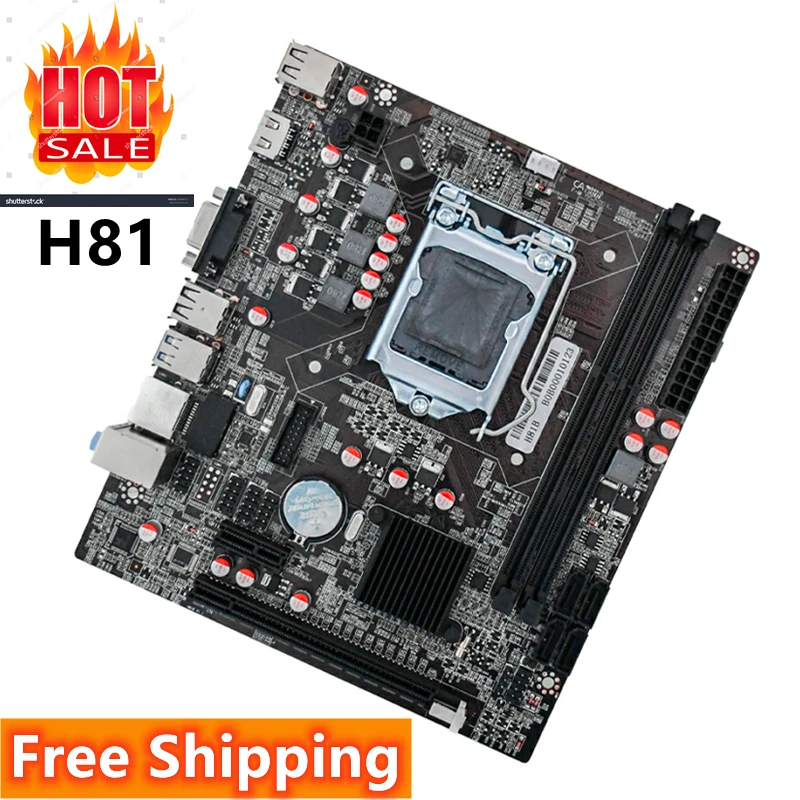 

Free Shipping Motherboard H81 Lga 1150 Socket Computer Gaming Dual Channel ATX Intel Lga1150 H81 Mainboard For i3 i5 i7 CPU