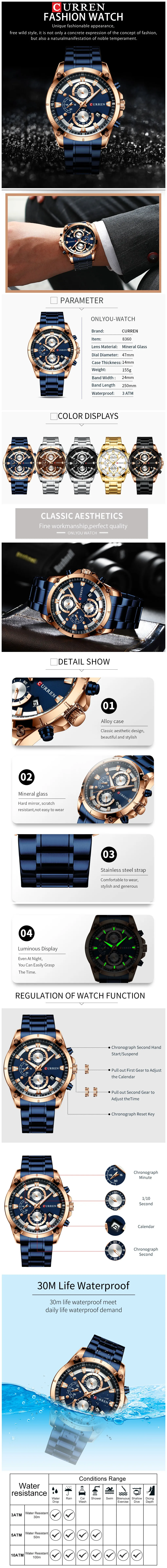 curren watches men luxury