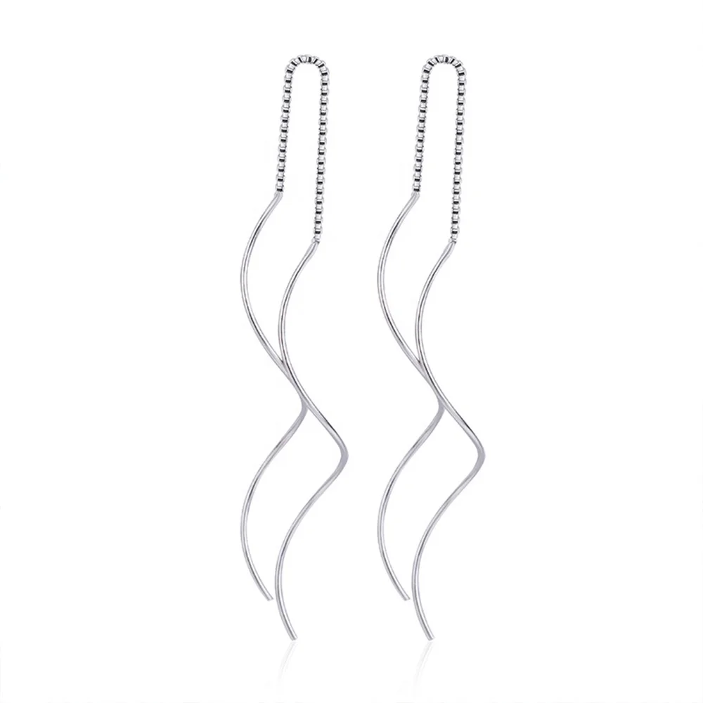 

Fashion Minimalist Long Chain Woman Gold Plated 925 Silver Hoop Earring