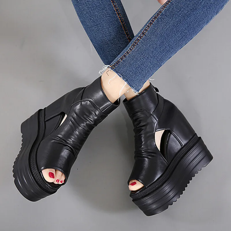 

Fashion Trend Boots High-heeled Ladies' Sexy High-heeled Shoes For Ladies Ankle Ankle Ankle Fish mouth Wedge heel sandalkle