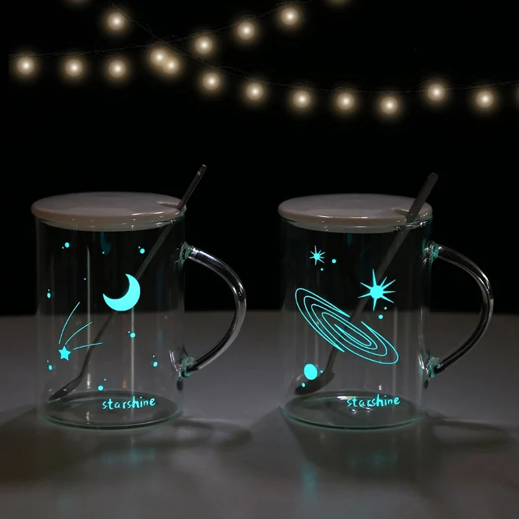 

Personalized starry sky luminous glass creative meeting light color changing tea cup, Transparent