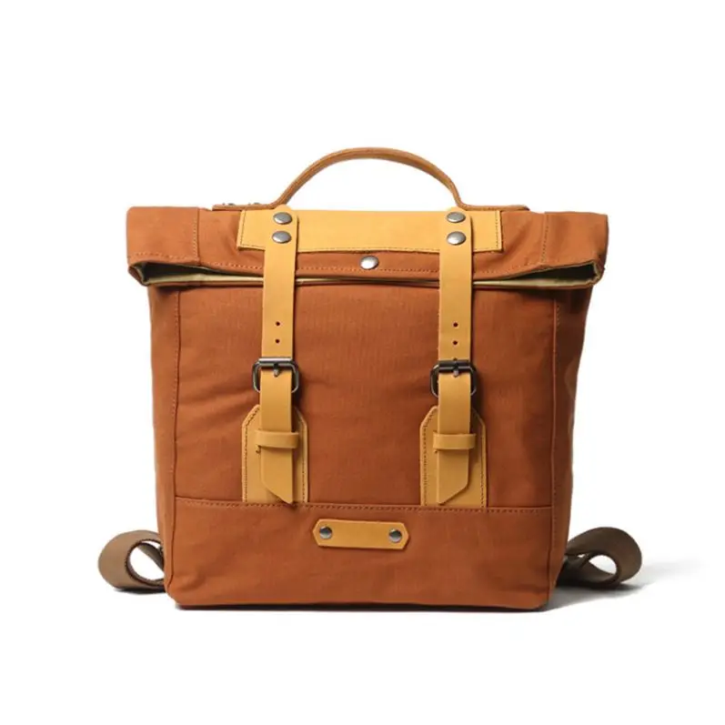 

Personalized Woman Shoulder Rucksack Leather Canvas Backpack Bag, As pictures show or custom
